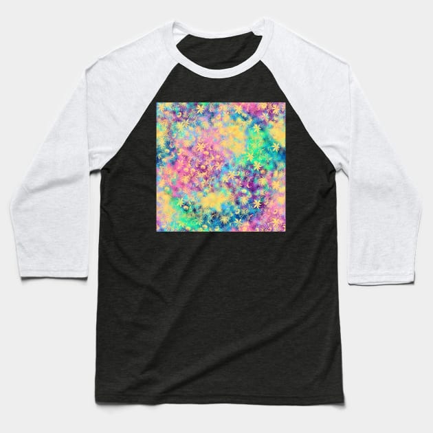 Rainbow and Florals Baseball T-Shirt by Minxylynx4